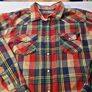 Pashartuk Mens XL Plaid Long Sleeve Pearl Snap Button Up Flannel Shirt Multi- Co
